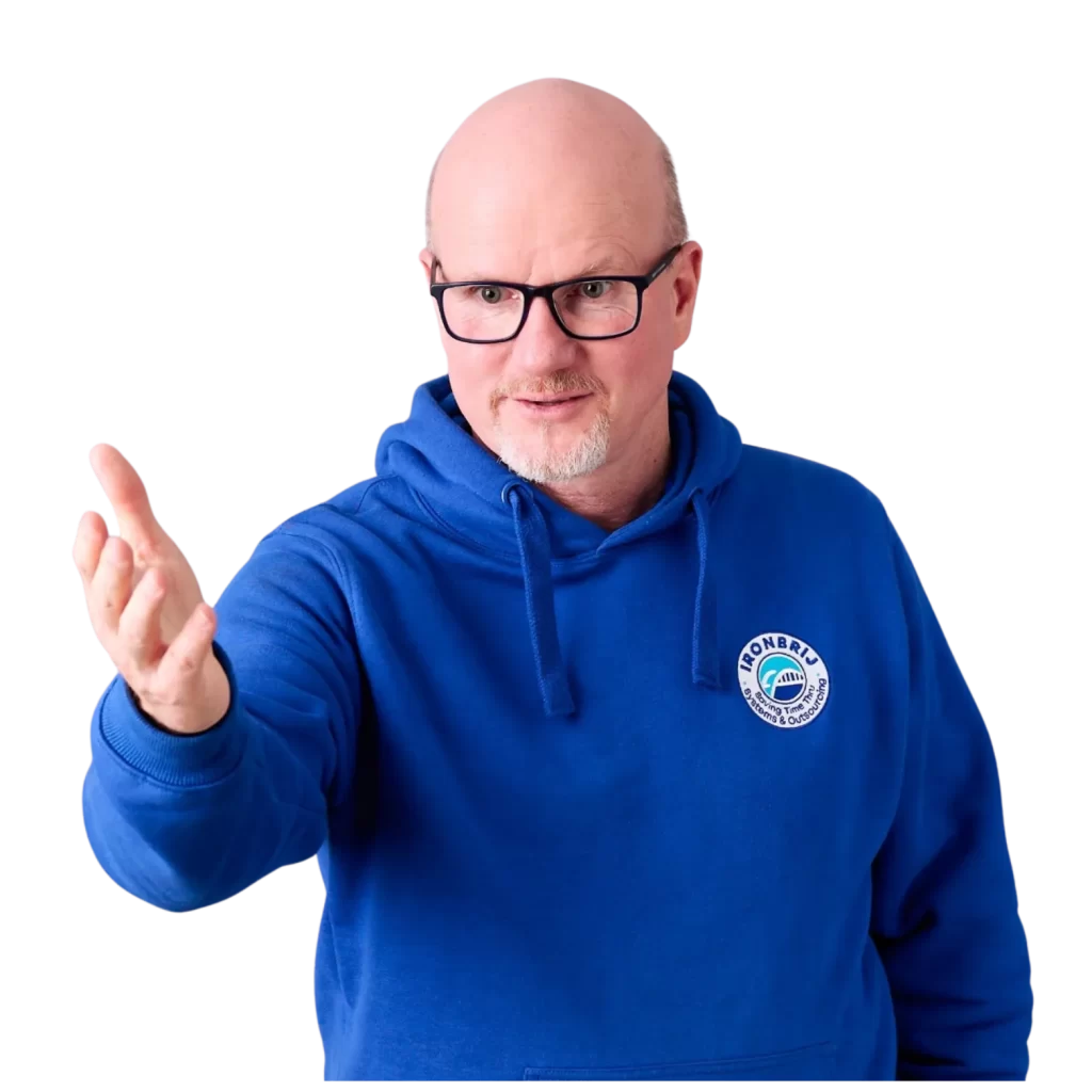louis-swart-in-blue-hoodie-with-ironbrij-logo-extending-hand-in-greeting